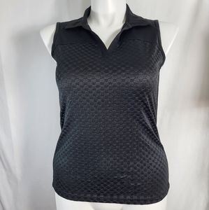 Izod PerformX Black Sleeveless TOP Womens Size M Collar Mesh Athletic Cool FX